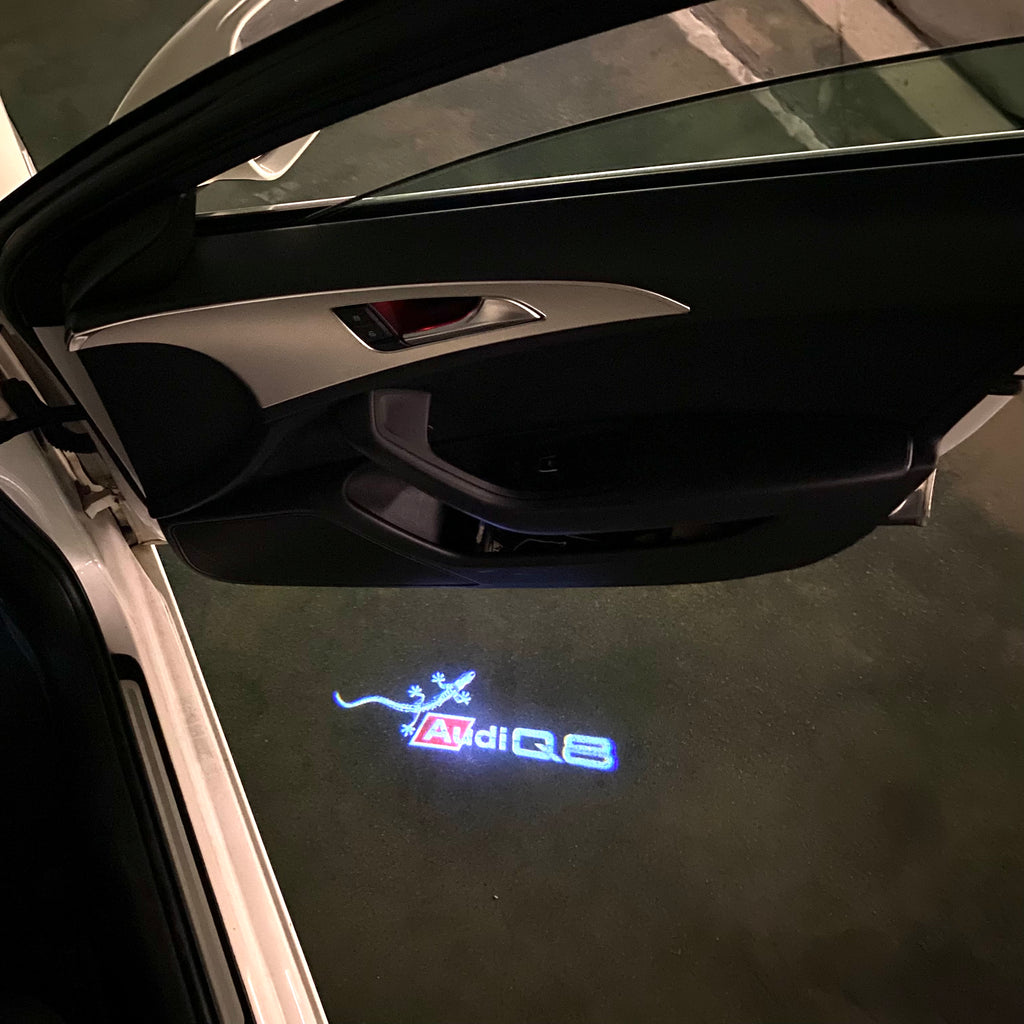 AUDI LOGO PROJECTOT LIGHTS Nr.120 (الكمية 1 = 2 Logo Films /2 أضواء الباب)