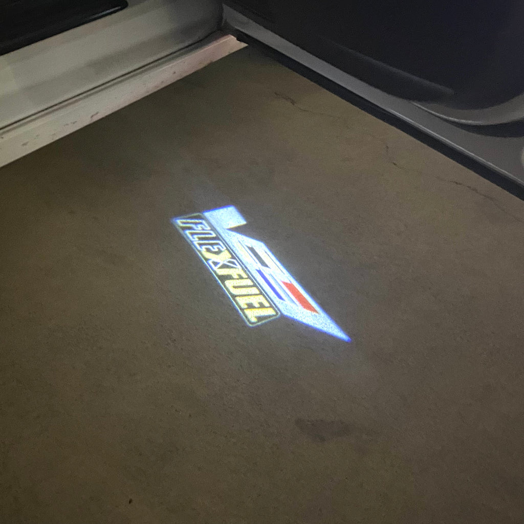 CADILLAC FLEXFUEL LOGO PROJECTOT LIGHTS Nr.9771 (quantity 1 = 2 Logo Films /2 door lights）