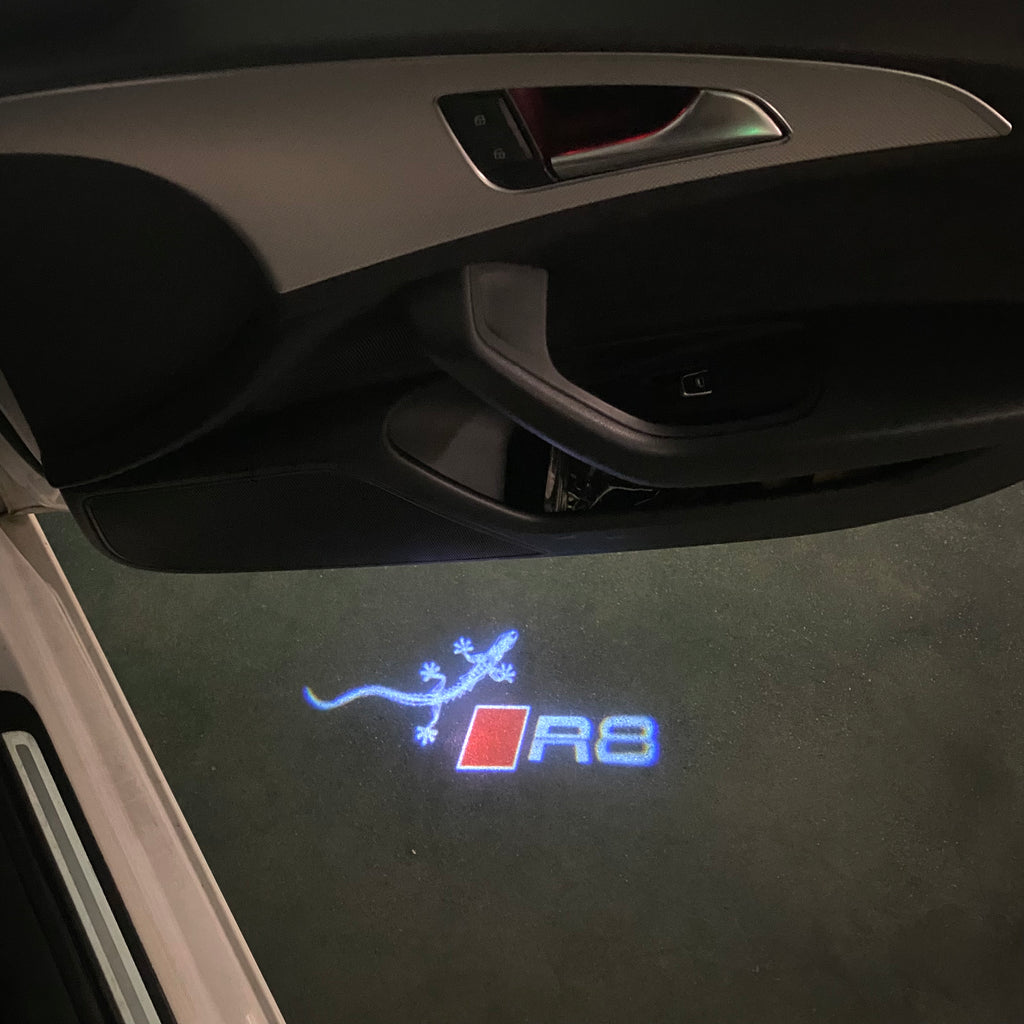 AUDI LOGO PROJECTOT LIGHTS Nr.120 (الكمية 1 = 2 Logo Films /2 أضواء الباب)