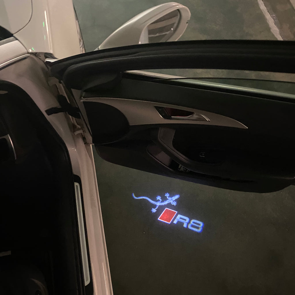 AUDI LOGO PROJECTOT LIGHTS Nr.120 (الكمية 1 = 2 Logo Films /2 أضواء الباب)