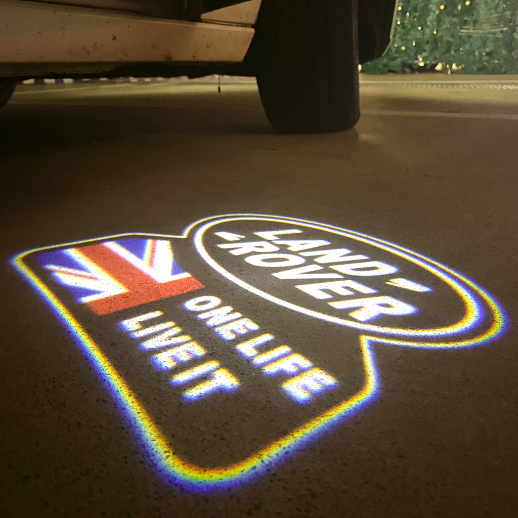 Land Rover LOGO PROJECROTR LIGHTS Nr.04 (الكمية 1 = 1 مجموعة / 2 أضواء باب)