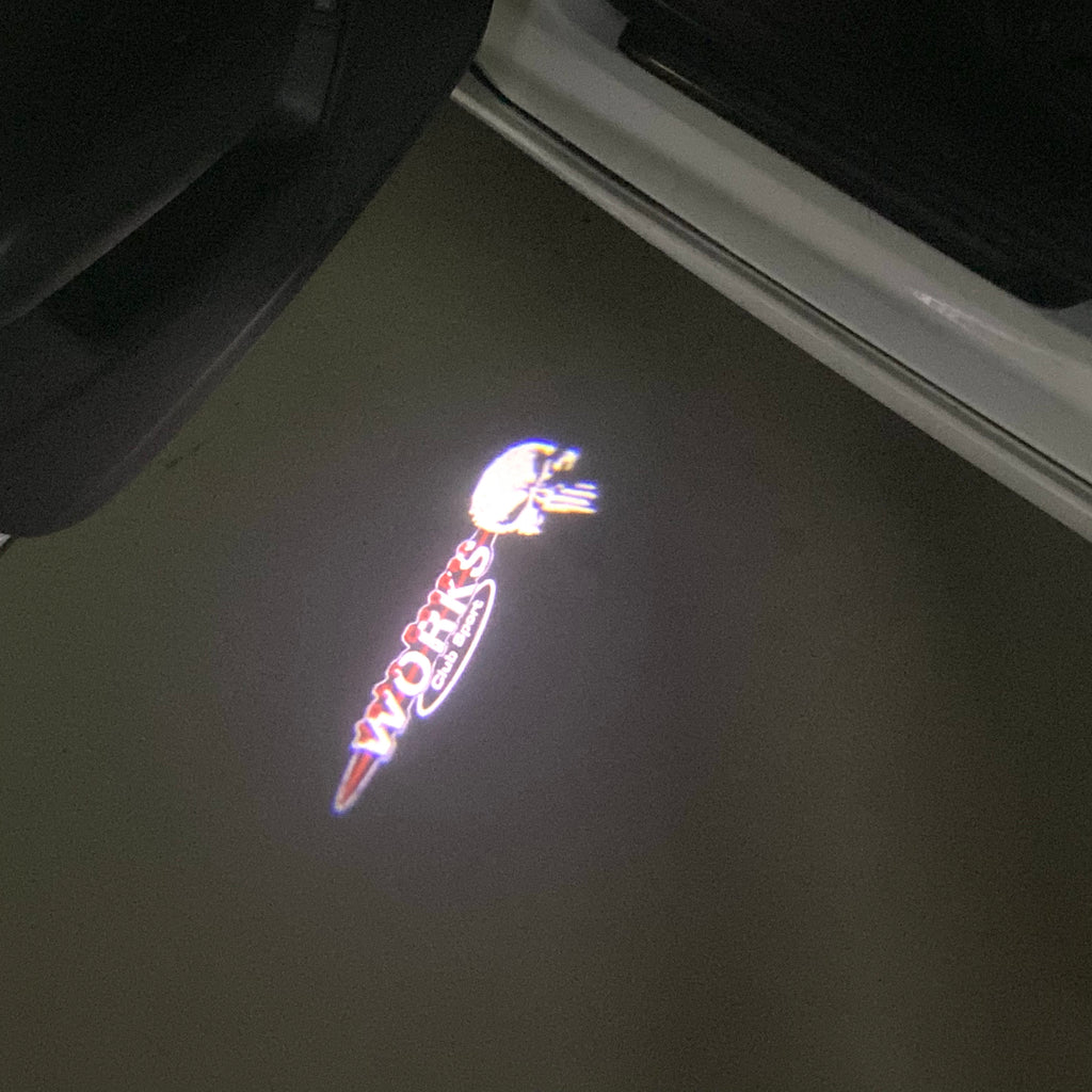MINI JOHN COOPER   LOGO PROJECROTR LIGHTS  (quantity  1 =  2 Logo Film /  2 door lights)  Nr.mini001