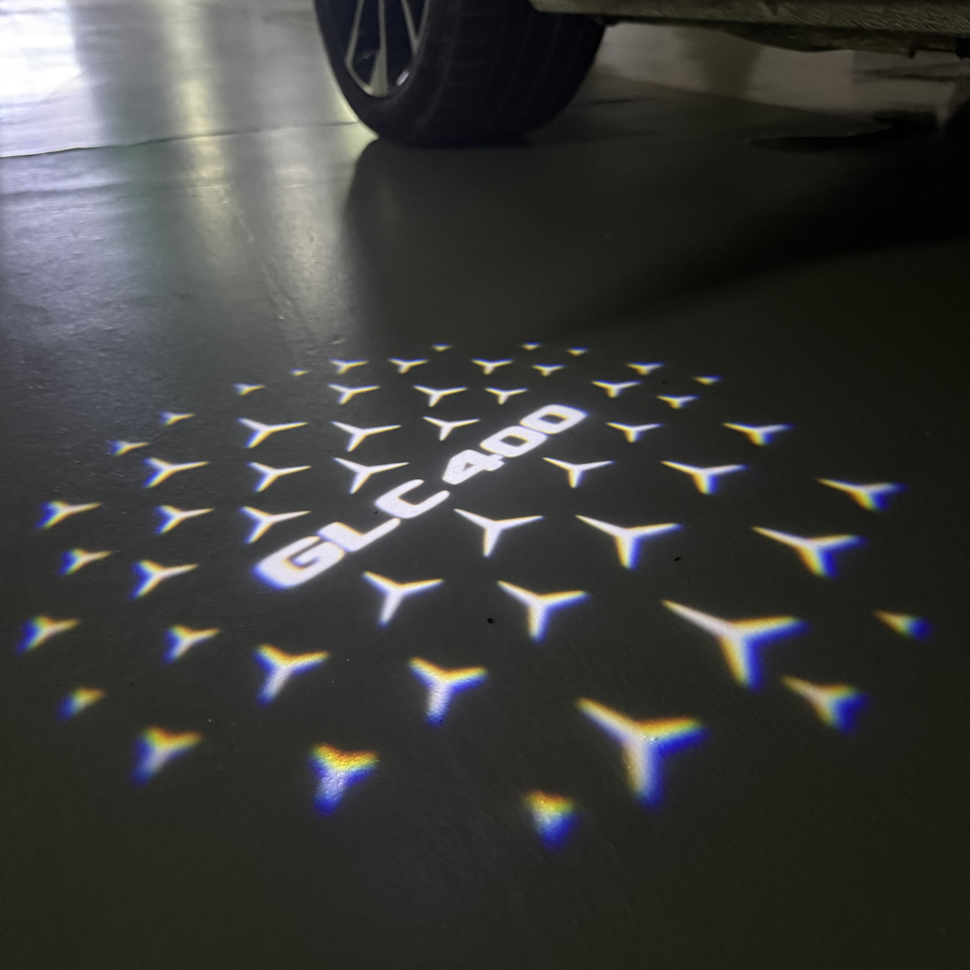 MERCEDES BENZ GLC 400 LOGO PROJECTOR LIGHTS  (quantity 1 = 1 sets/2 door lights)Nr.03f052