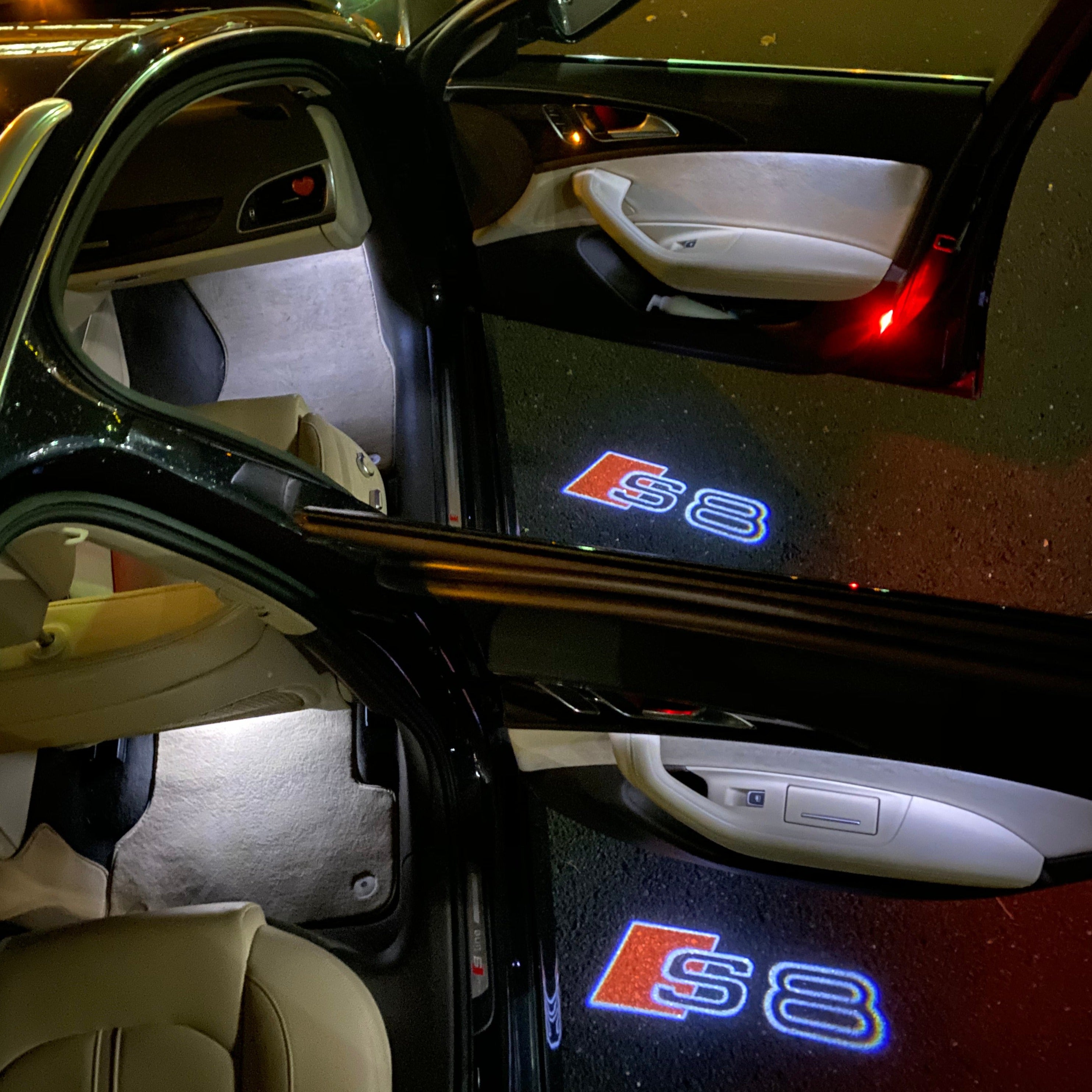 AUDI S8 LOGO PROJECTOR LIGHTS Nr.19 (الكمية 1 = 2 فيلم شعار / 2 باب)