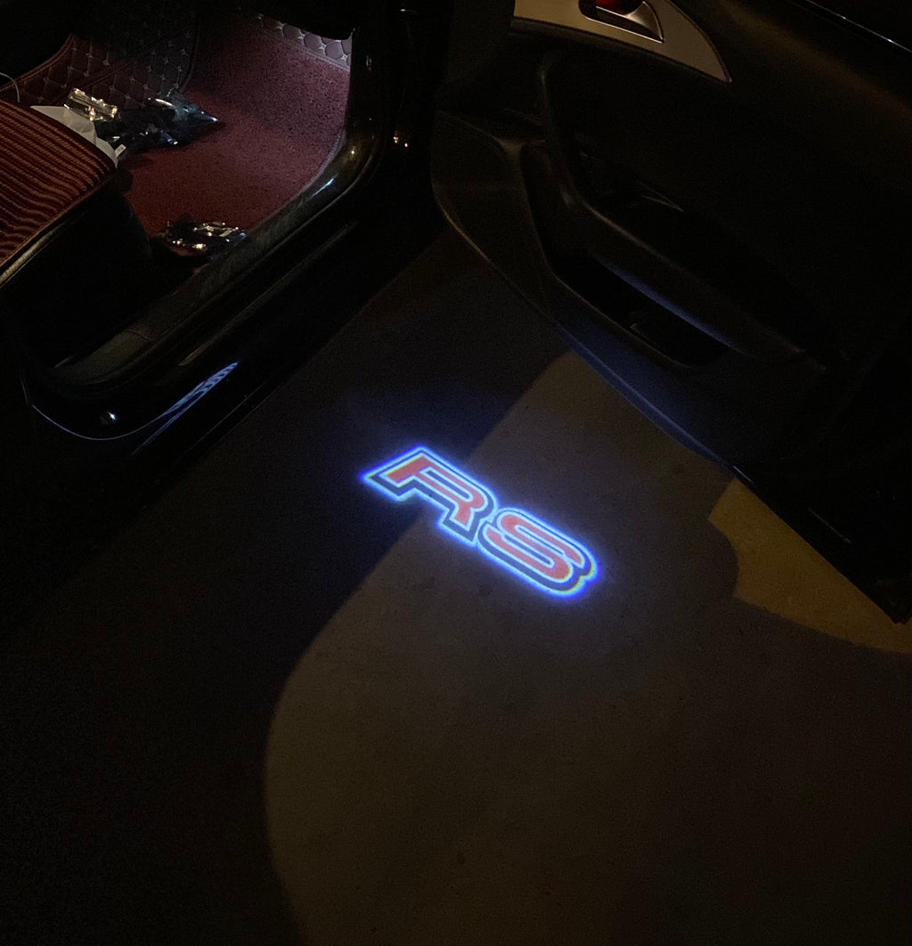 AUDI LOGO PROJECTOT LIGHTS Nr.19 (الكمية 1 = 2 Logo Films /2 أضواء الباب)