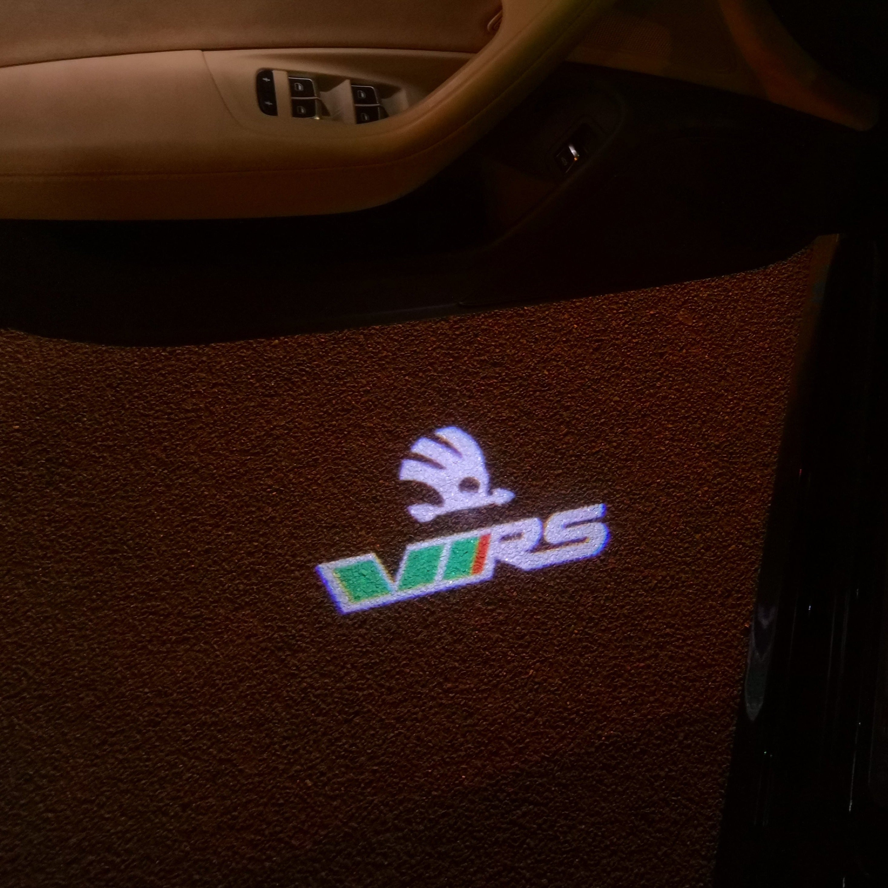 SKODA VRS LOGO  LIGHTS Nr.24 (quantity  1 =  2 Logo Film /  2 door lights)