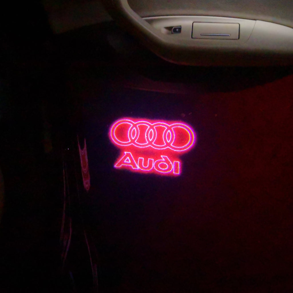 AUDI LOGO PROJECTOT LIGHTS Nr.19 (الكمية 1 = 2 Logo Films /2 أضواء الباب)